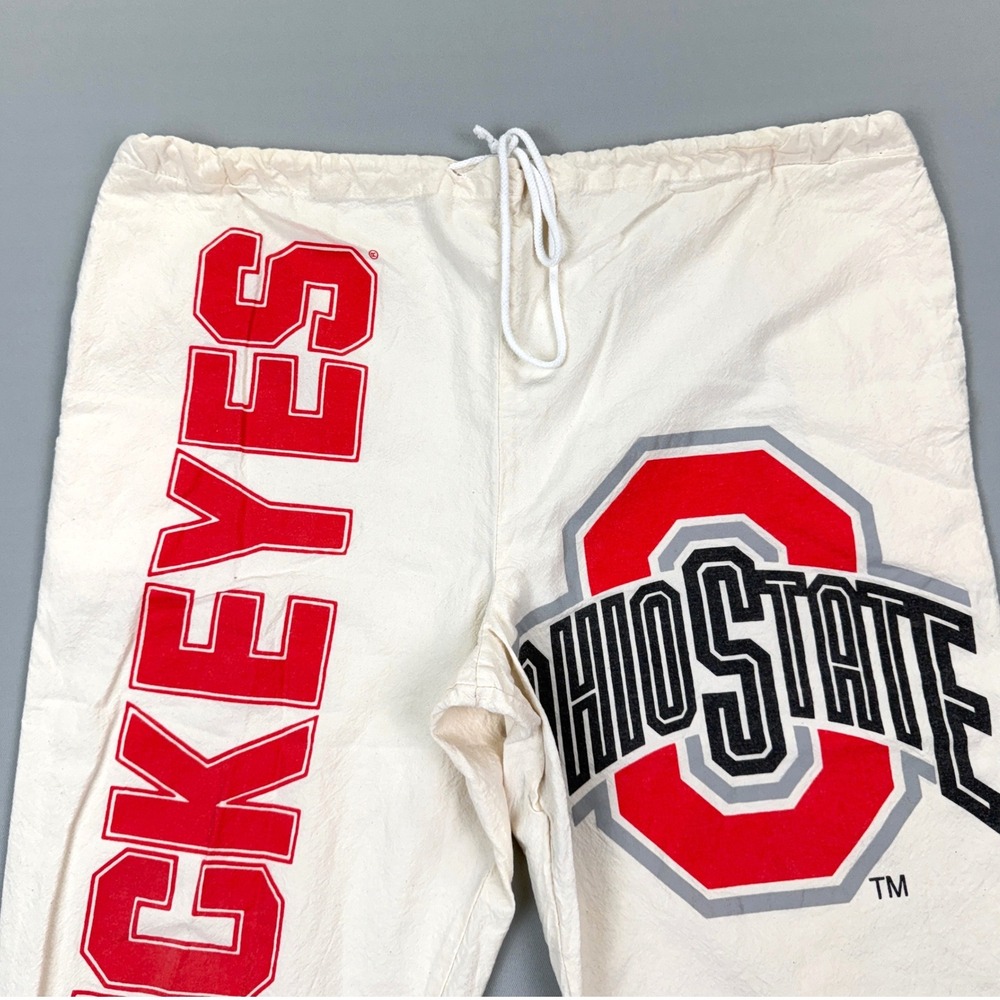 Sweet Sacks Ohio State Buckeyes OS Cream Cotton Drawstring Shorts Vintage Brutus - Picture 5 of 12